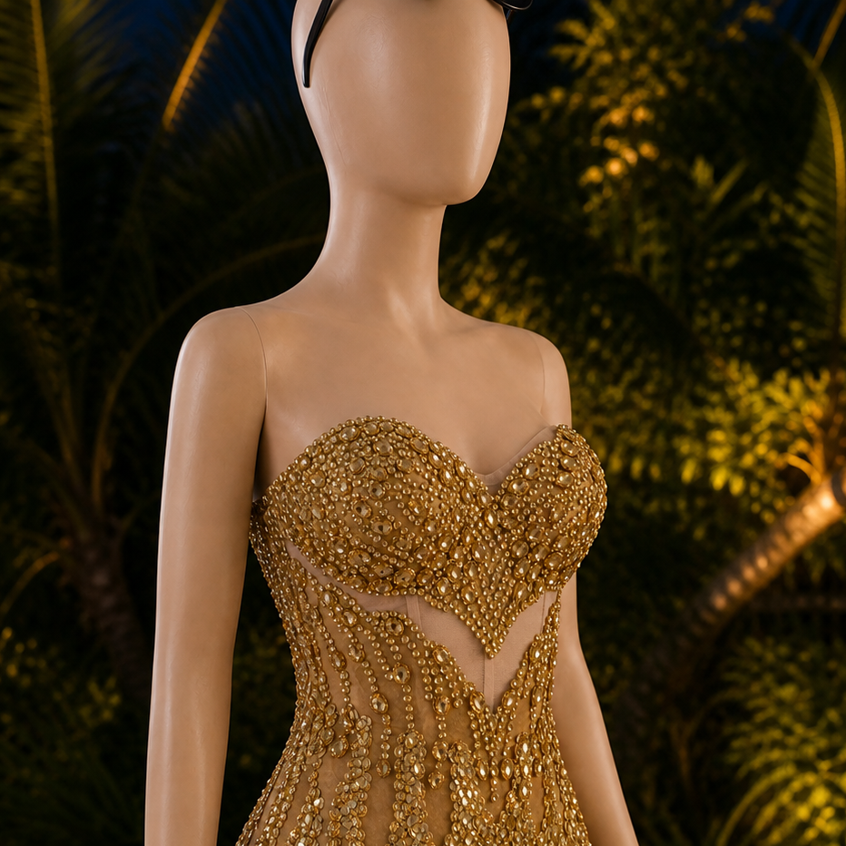 Lisa Gold Mini Dress