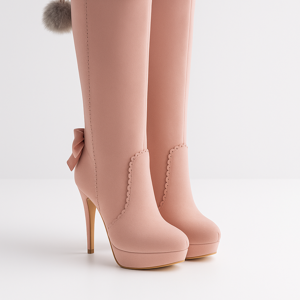 Knee High Fur Knot Boots