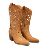 Chunky Embroidered Cowboy Boots