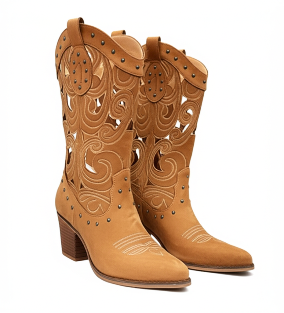 Chunky Embroidered Cowboy Boots