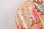 Vintage Peacock Floral Print Sashes Bohemian Kimono Women  V Neck Batwing Sleeves Happie Short Robe Boho Bikini Cover-ups