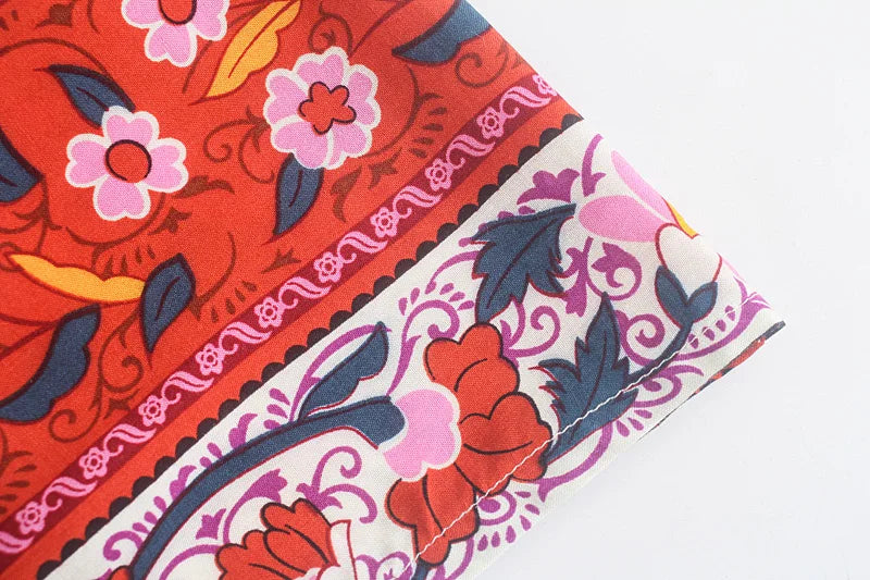 Vintage Peacock Floral Print Sashes Bohemian Kimono Women  V Neck Batwing Sleeves Happie Short Robe Boho Bikini Cover-ups
