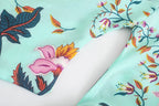 Vintage Peacock Floral Print Sashes Bohemian Kimono Women  V Neck Batwing Sleeves Happie Short Robe Boho Bikini Cover-ups