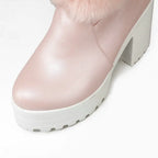 2024 Winter New High Heels Snow Boots Lolita Sweet Bow Women's Warm Snow Boots Girls Student Fluffy Kawaii Mid-calf Ladies Boots