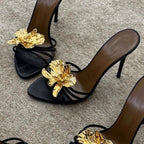 Gold Carved Floral Heels