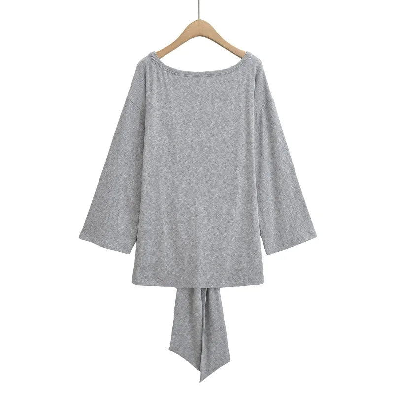 See Through Long sleeve Oversize T shirt Women Sexy Back Bandage Off shoulder Top Female Basic Long Tees Korean Chic Lady New