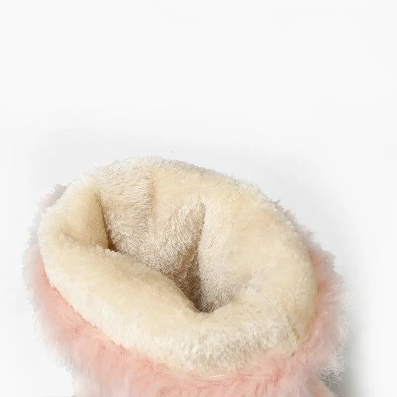 2024 Winter New High Heels Snow Boots Lolita Sweet Bow Women's Warm Snow Boots Girls Student Fluffy Kawaii Mid-calf Ladies Boots