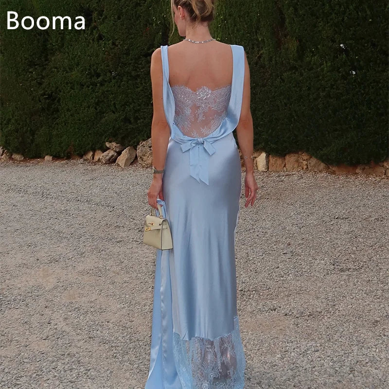 Booma Elegant Lace Long Evening Dresses Mermaid Formal Party Gowns for Women Side Split Backless Prom Gown Customize