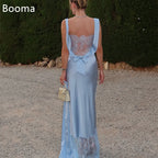 Booma Elegant Lace Long Evening Dresses Mermaid Formal Party Gowns for Women Side Split Backless Prom Gown Customize