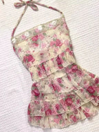 Y2K Floral Sleeveless Vest Women Lovely Bow Sweet Casual Blouse Japanese Basic Outfit Tops Chic