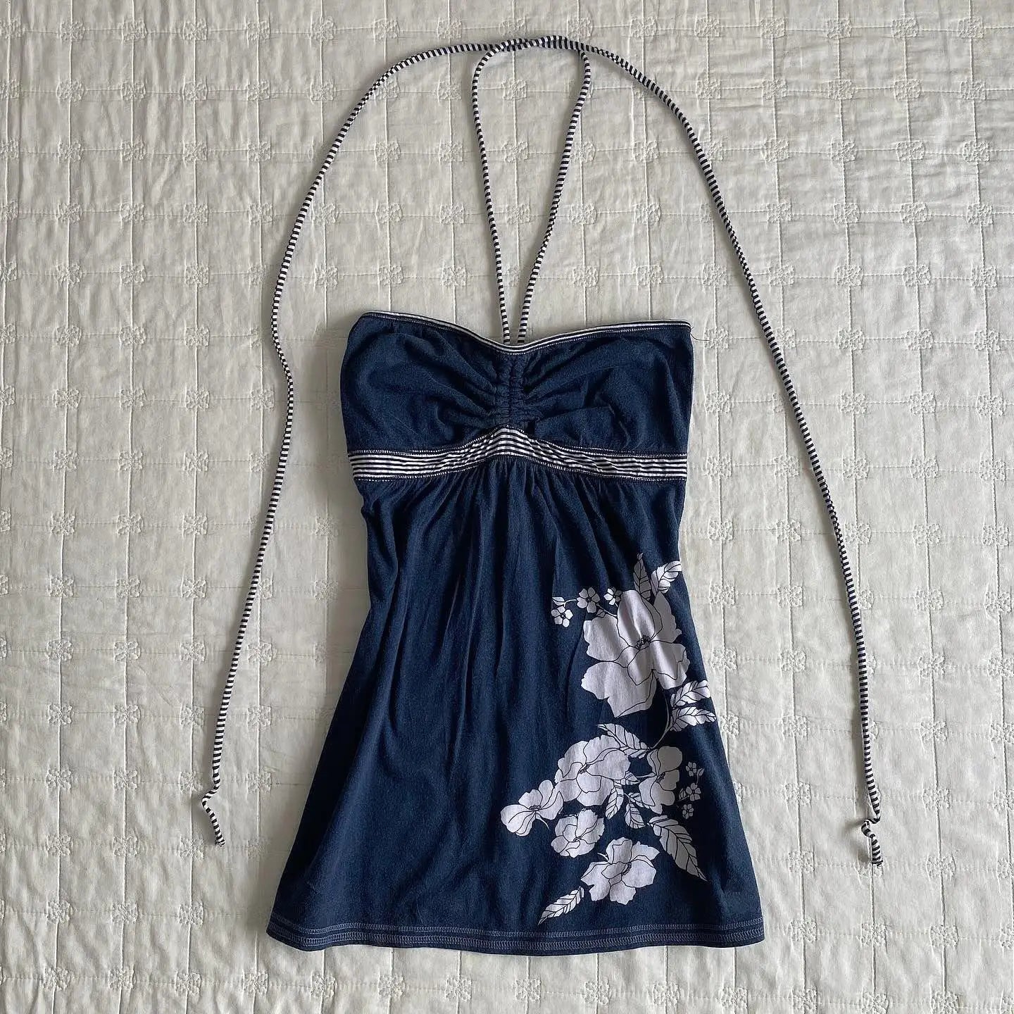 Fashion Y2K High Street Punk Classic Versatile Vests 2026 Summer New Floral Print Halter Lace-up Slim Tube Top Elegant Women Top
