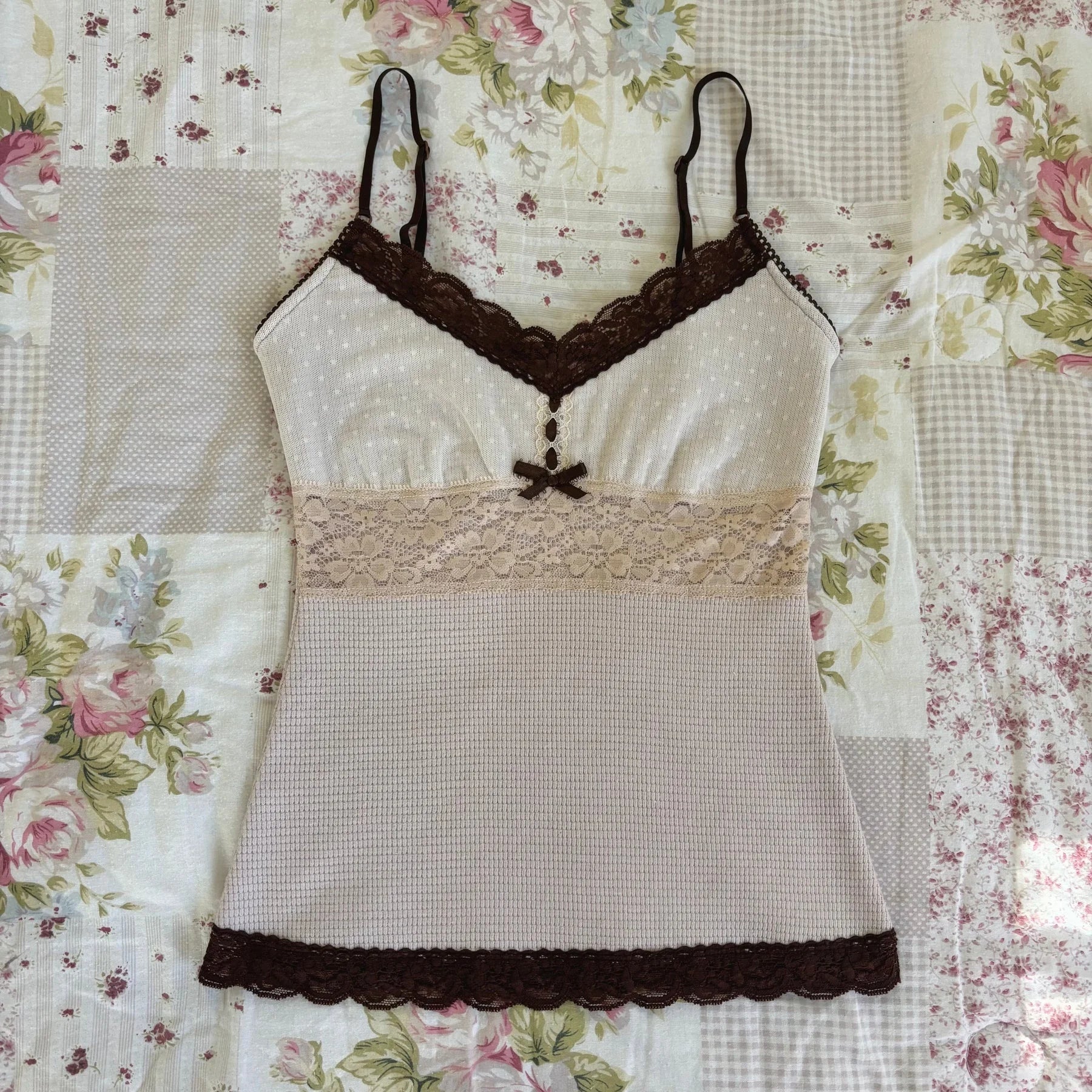 Women Summer Kawaii Lace Trim Patchwork Tanks Tops Fairycore Grunge Aesthetic Sleeveless Spaghetti Strap Slim Vacation Vests