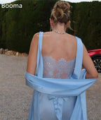 Booma Elegant Lace Long Evening Dresses Mermaid Formal Party Gowns for Women Side Split Backless Prom Gown Customize