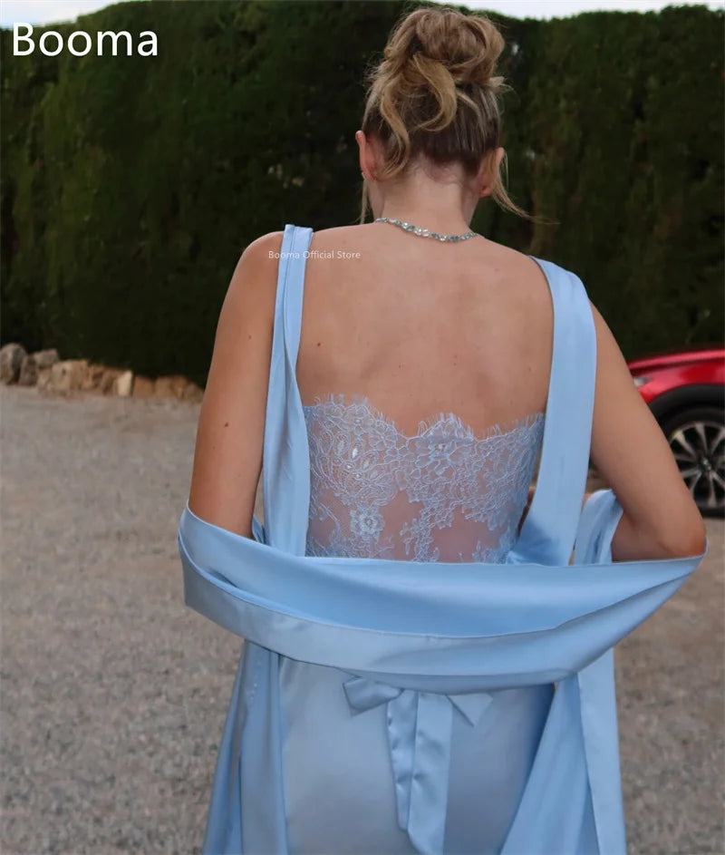 Booma Elegant Lace Long Evening Dresses Mermaid Formal Party Gowns for Women Side Split Backless Prom Gown Customize