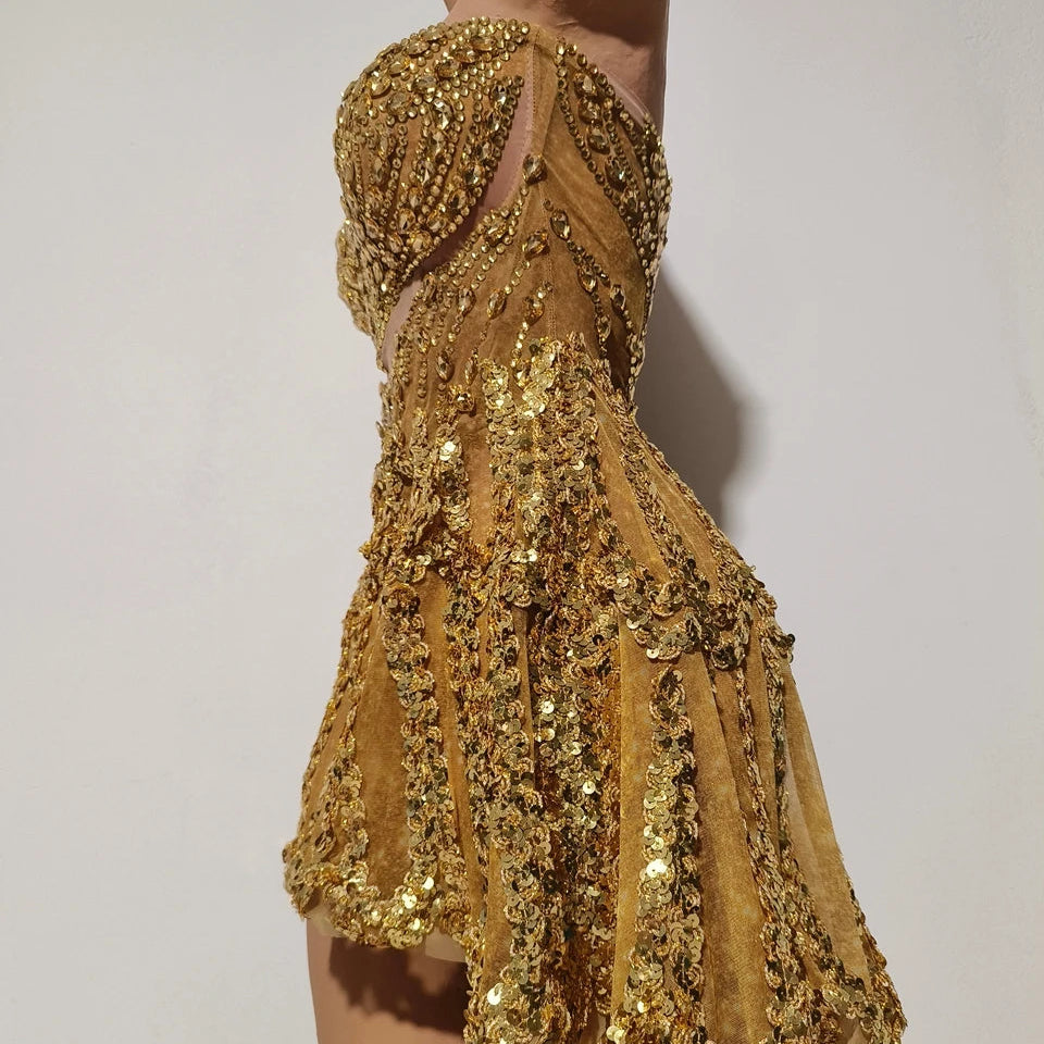 Lisa Gold Mini Dress