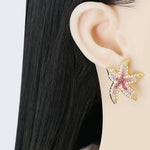 Load image into Gallery viewer, Rhinestone Starfish Earrings
