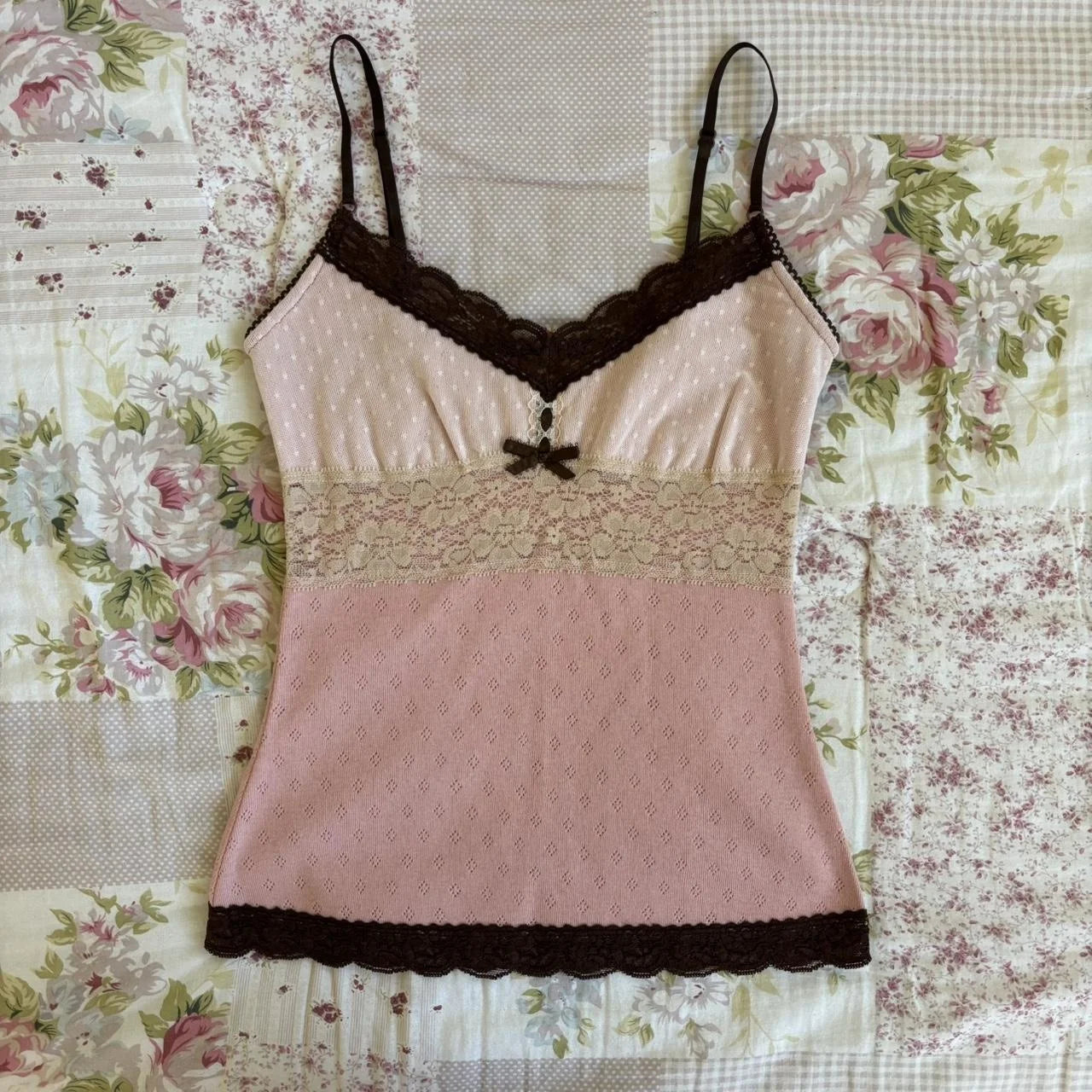 Women Summer Kawaii Lace Trim Patchwork Tanks Tops Fairycore Grunge Aesthetic Sleeveless Spaghetti Strap Slim Vacation Vests