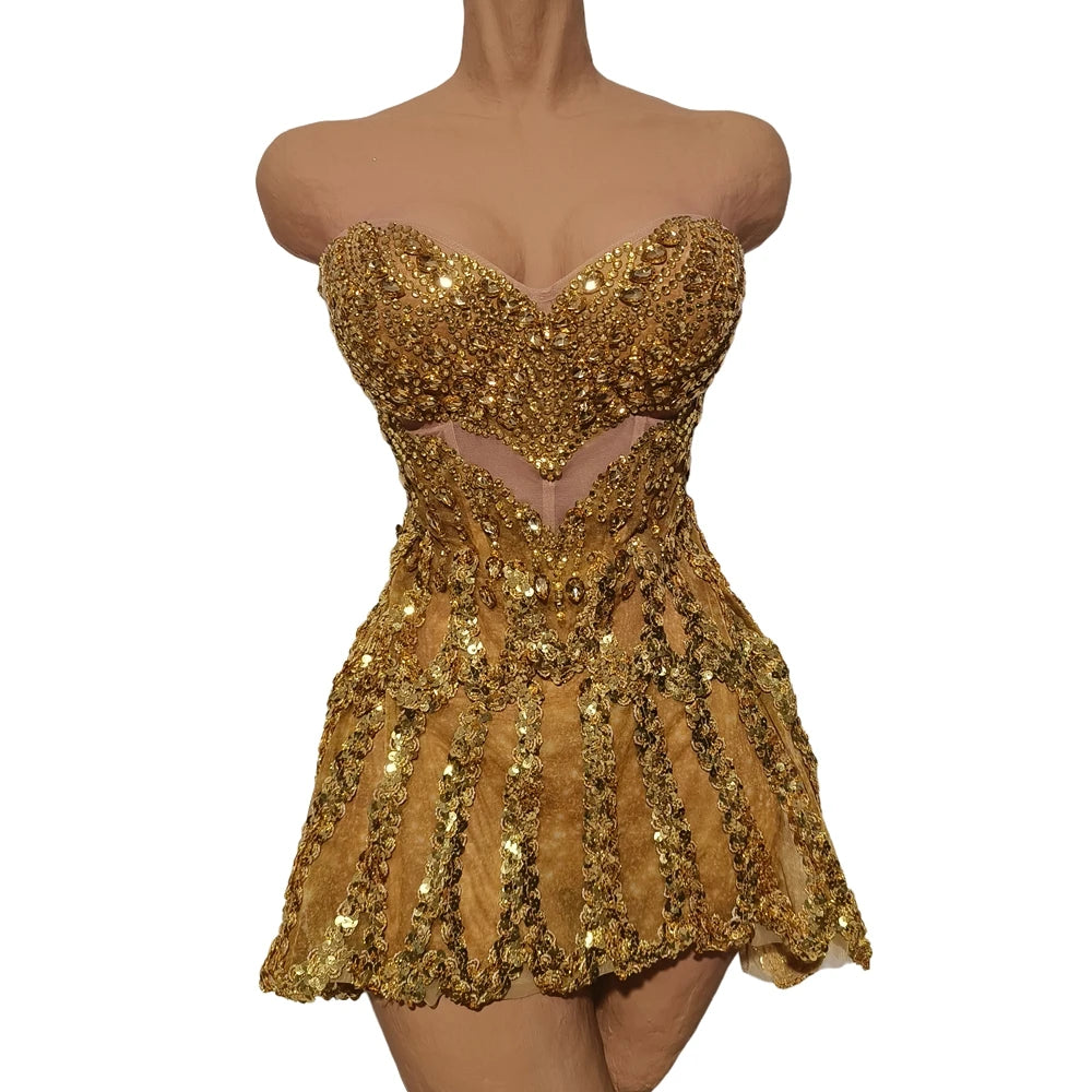 Lisa Gold Mini Dress
