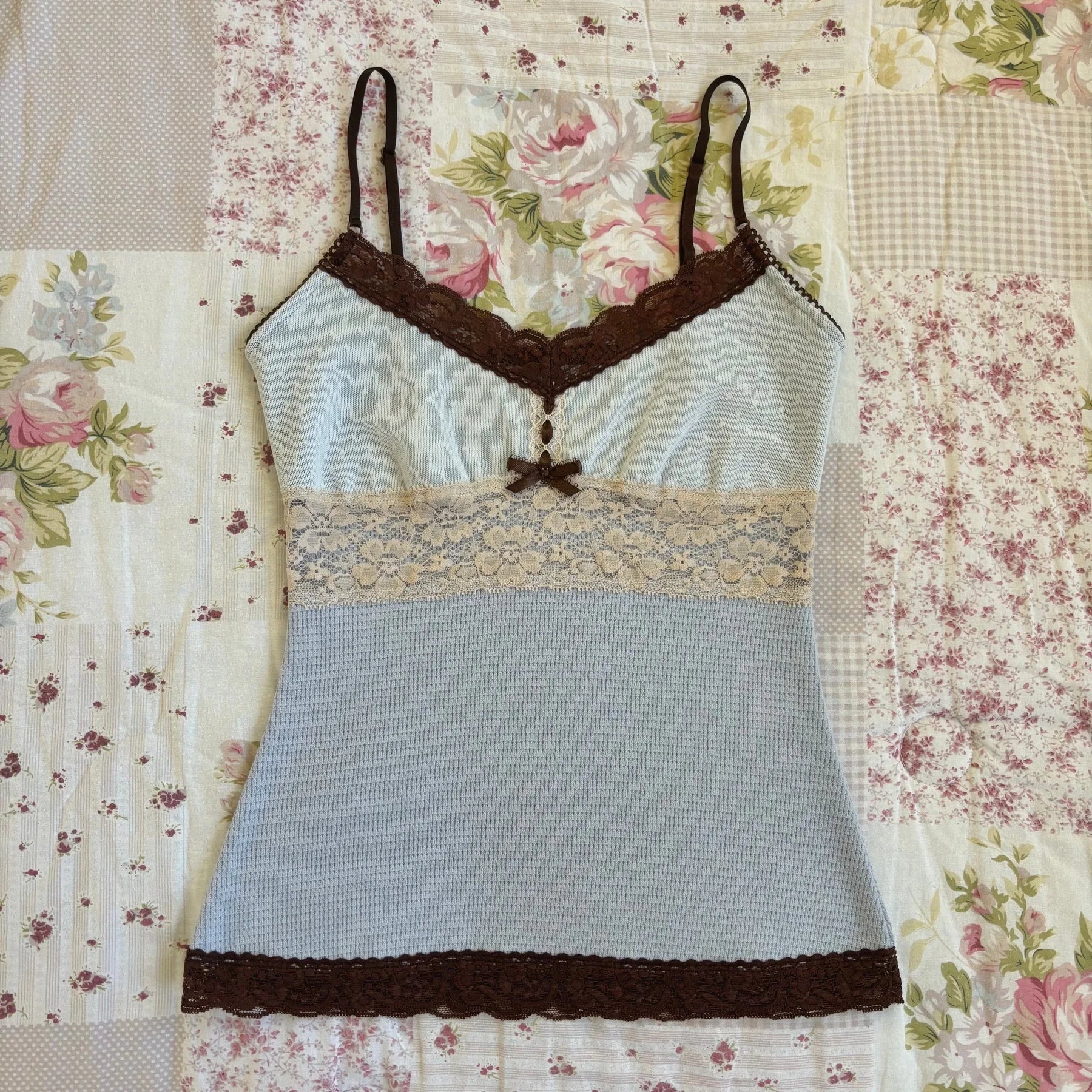 Women Summer Kawaii Lace Trim Patchwork Tanks Tops Fairycore Grunge Aesthetic Sleeveless Spaghetti Strap Slim Vacation Vests