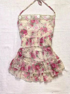 Y2K Floral Sleeveless Vest Women Lovely Bow Sweet Casual Blouse Japanese Basic Outfit Tops Chic