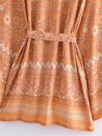 Boho Queens Vintage Pink Floral Print Rayon Cotton Women Bohemian Kimono Happie V Neck Batwing Sleeve Short Robe Bikini Cover-up