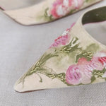 Load image into Gallery viewer, Embroidered Intricate Kitten Heels
