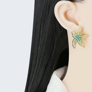 Rhinestone Starfish Earrings