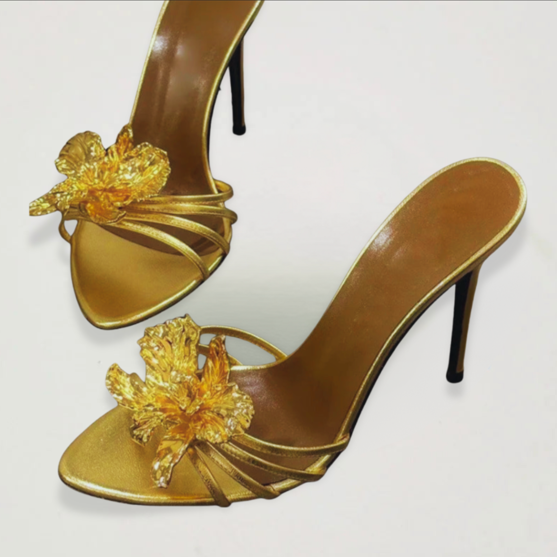Gold Carved Floral Heels