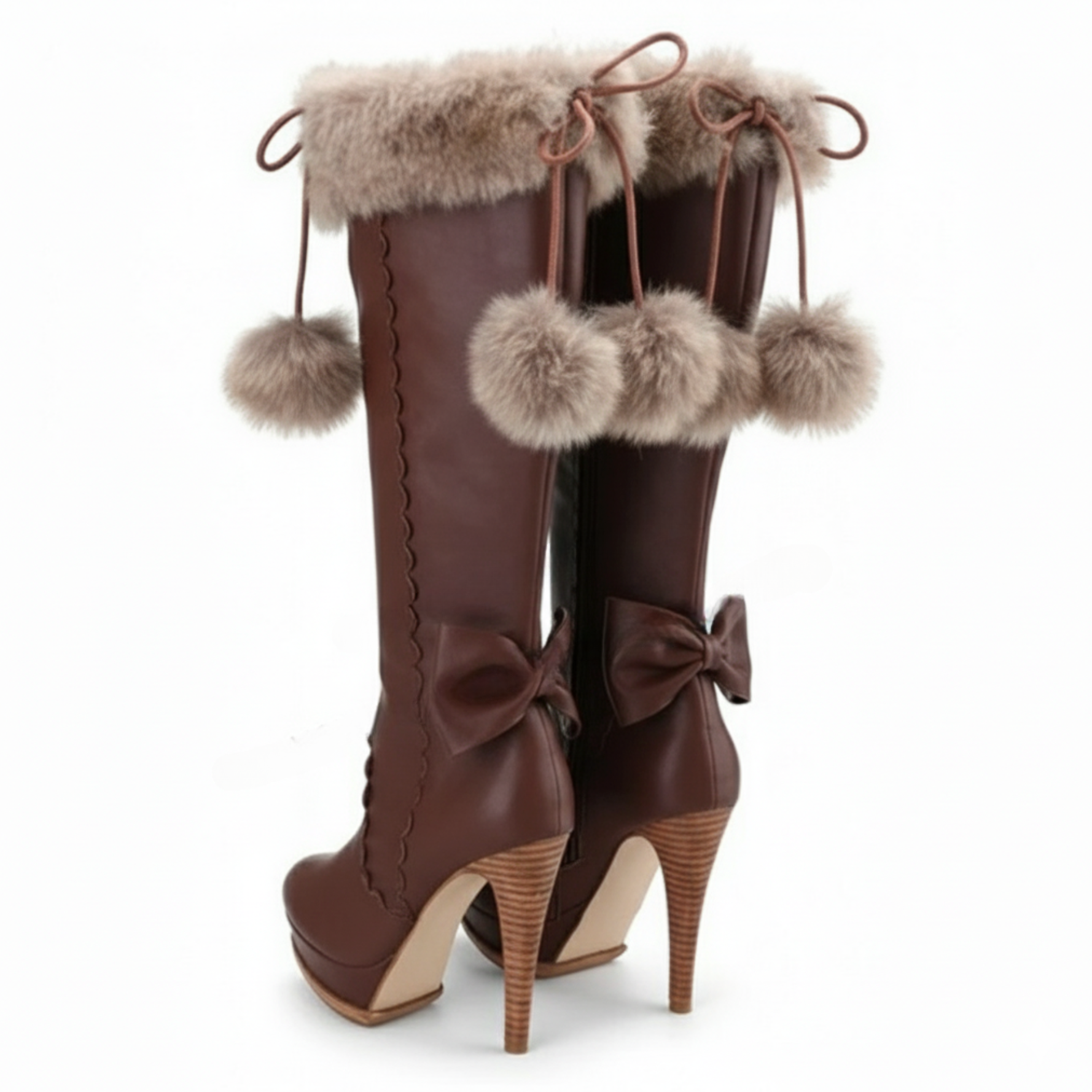 Knee High Fur Knot Boots
