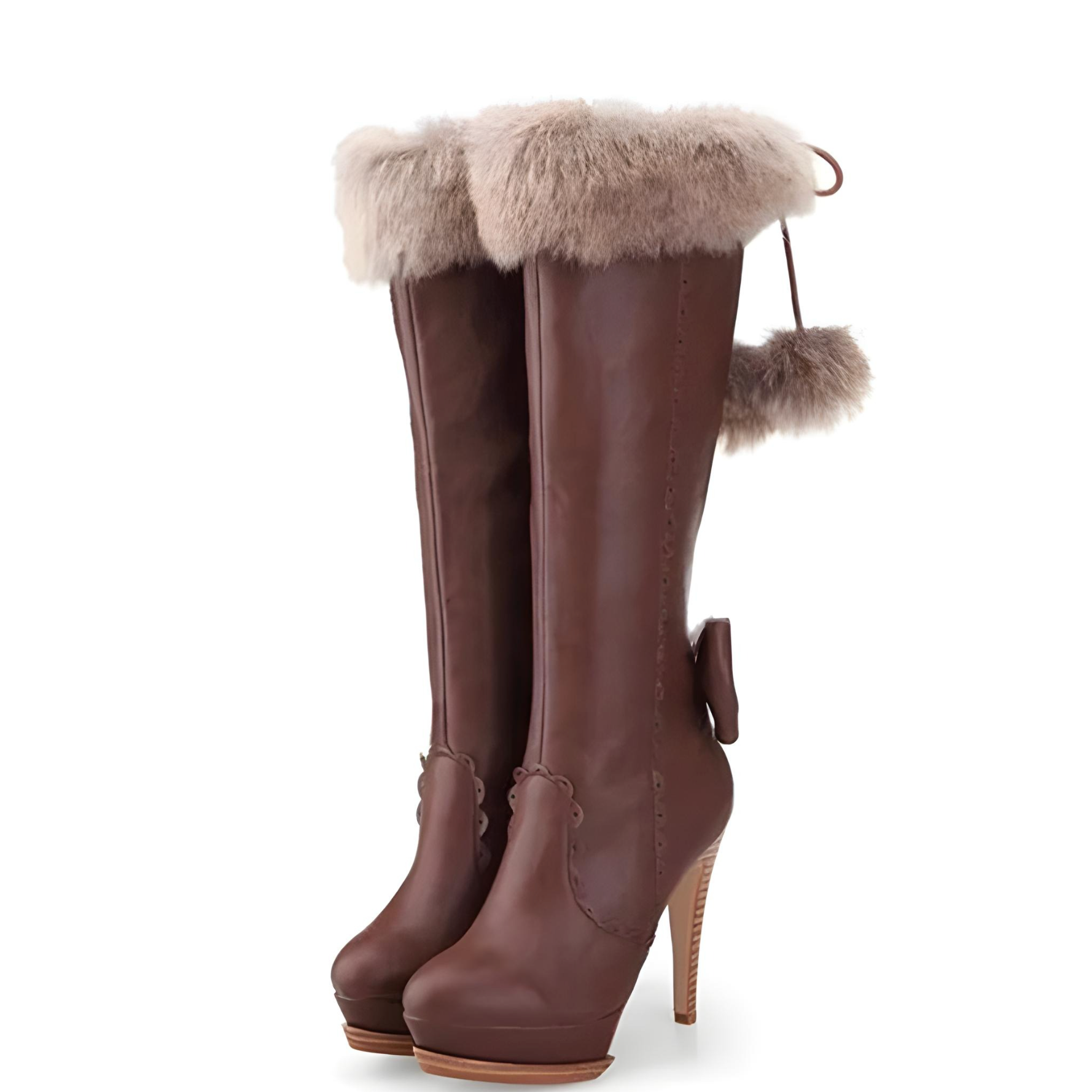 Knee High Fur Knot Boots