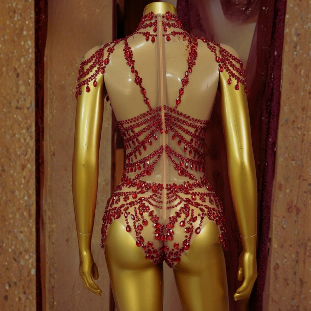 Crystal Drape Mesh Skinsuit