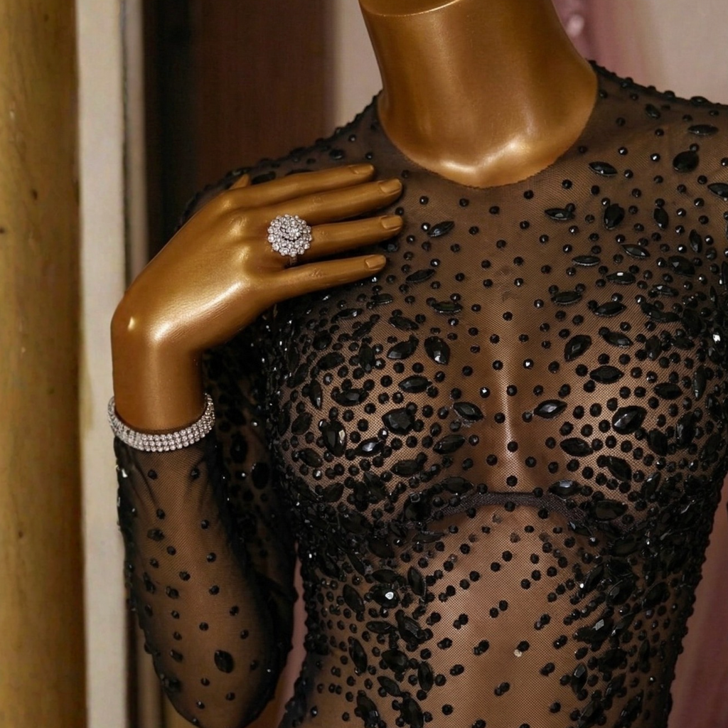 Diamond Studded Skinsuit Dress