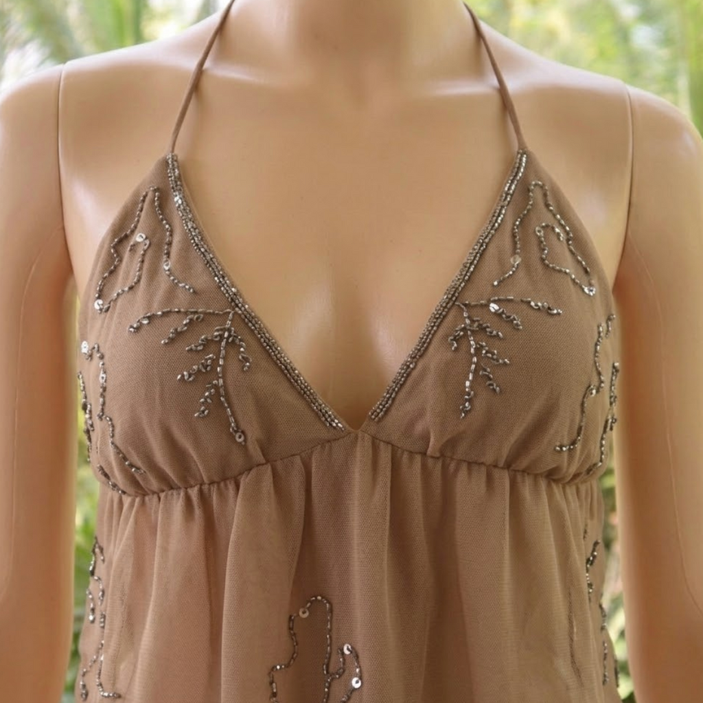 Goa Beaded Backless Top
