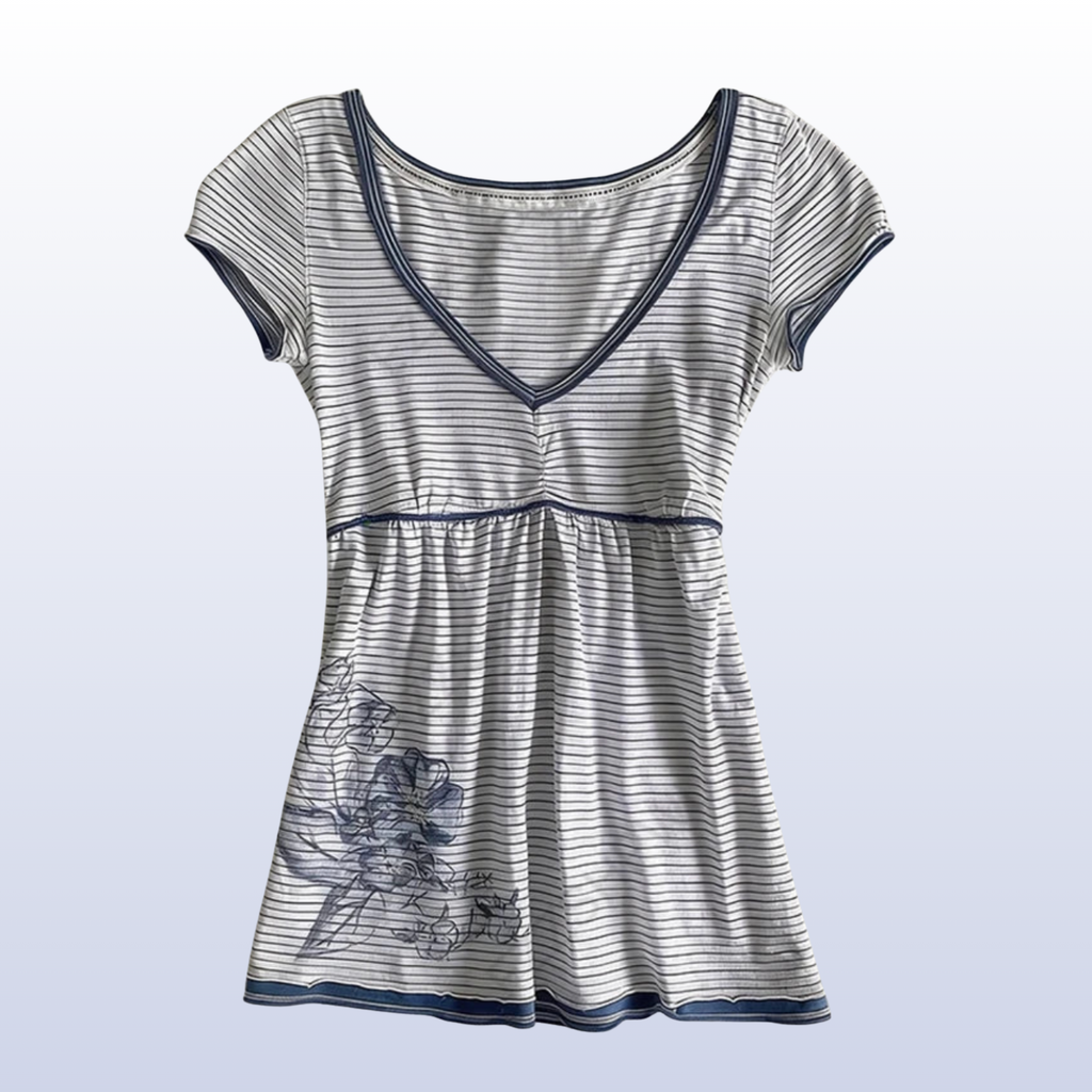 Blue Cotton Candy Striped Babydoll Top