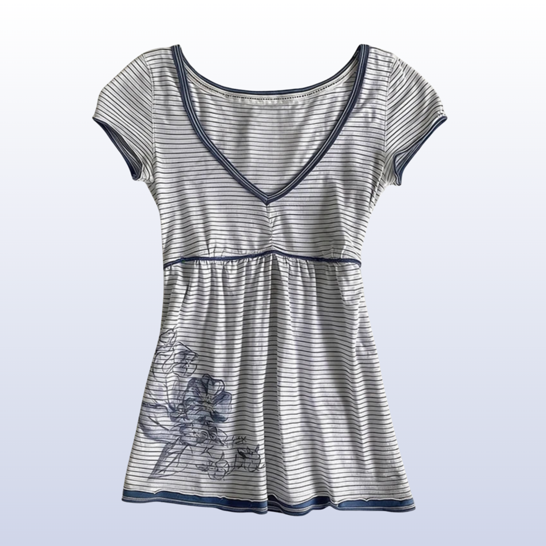 Blue Cotton Candy Striped Babydoll Top