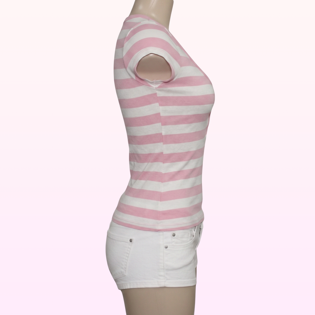 Candy Pink Striped Henley