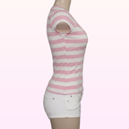 Candy Pink Striped Henley