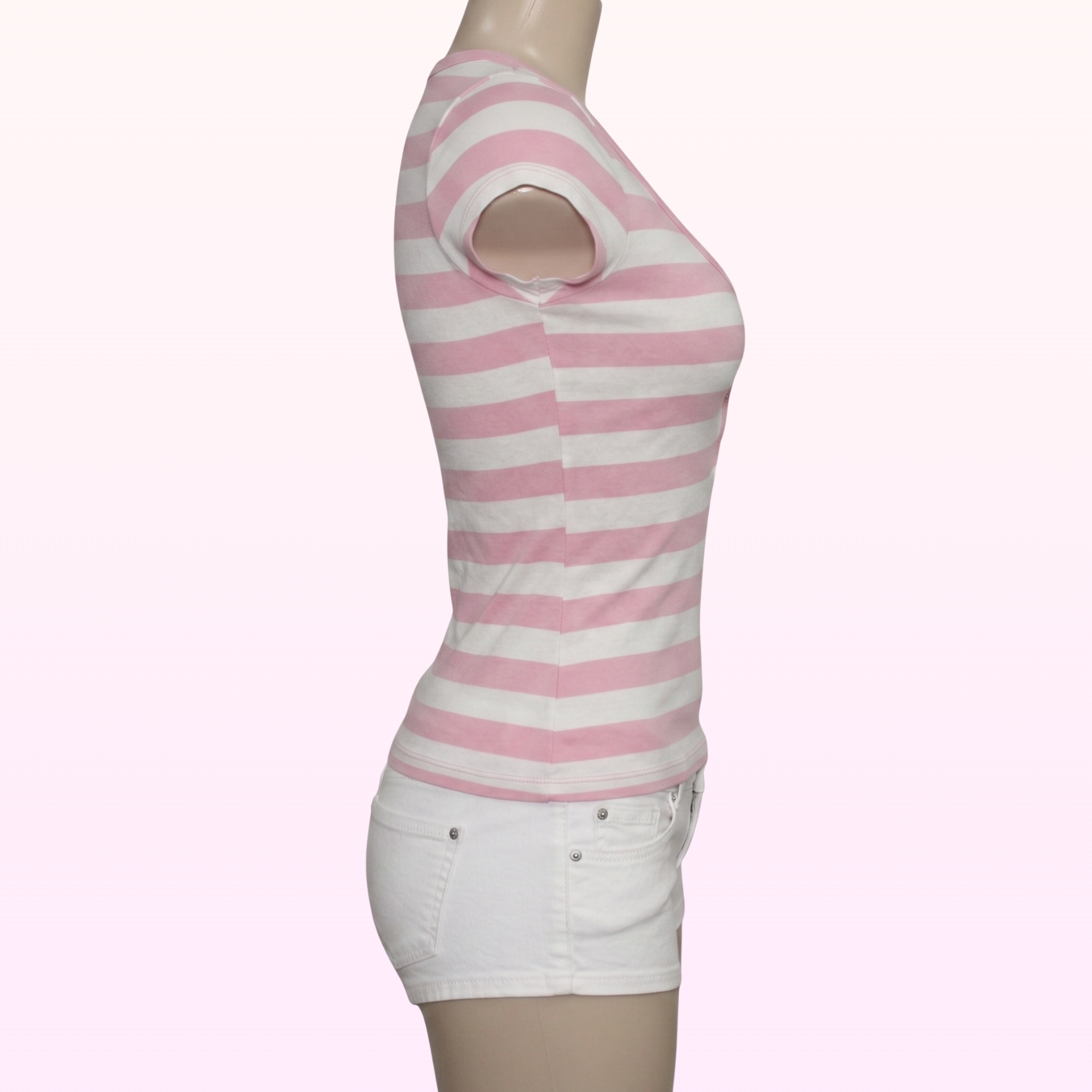 Candy Pink Striped Henley