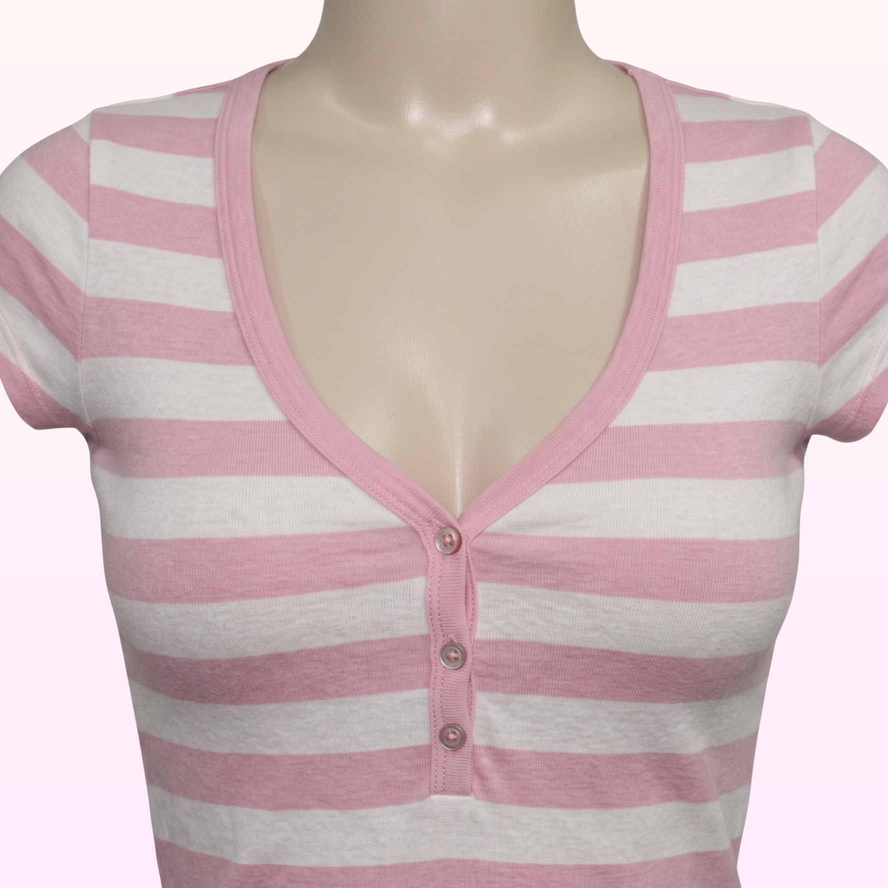 Candy Pink Striped Henley
