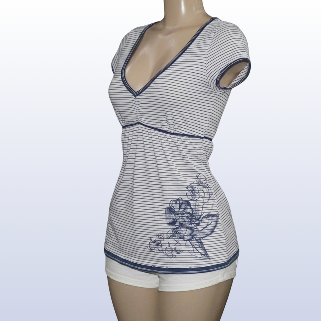 Blue Cotton Candy Striped Babydoll Top