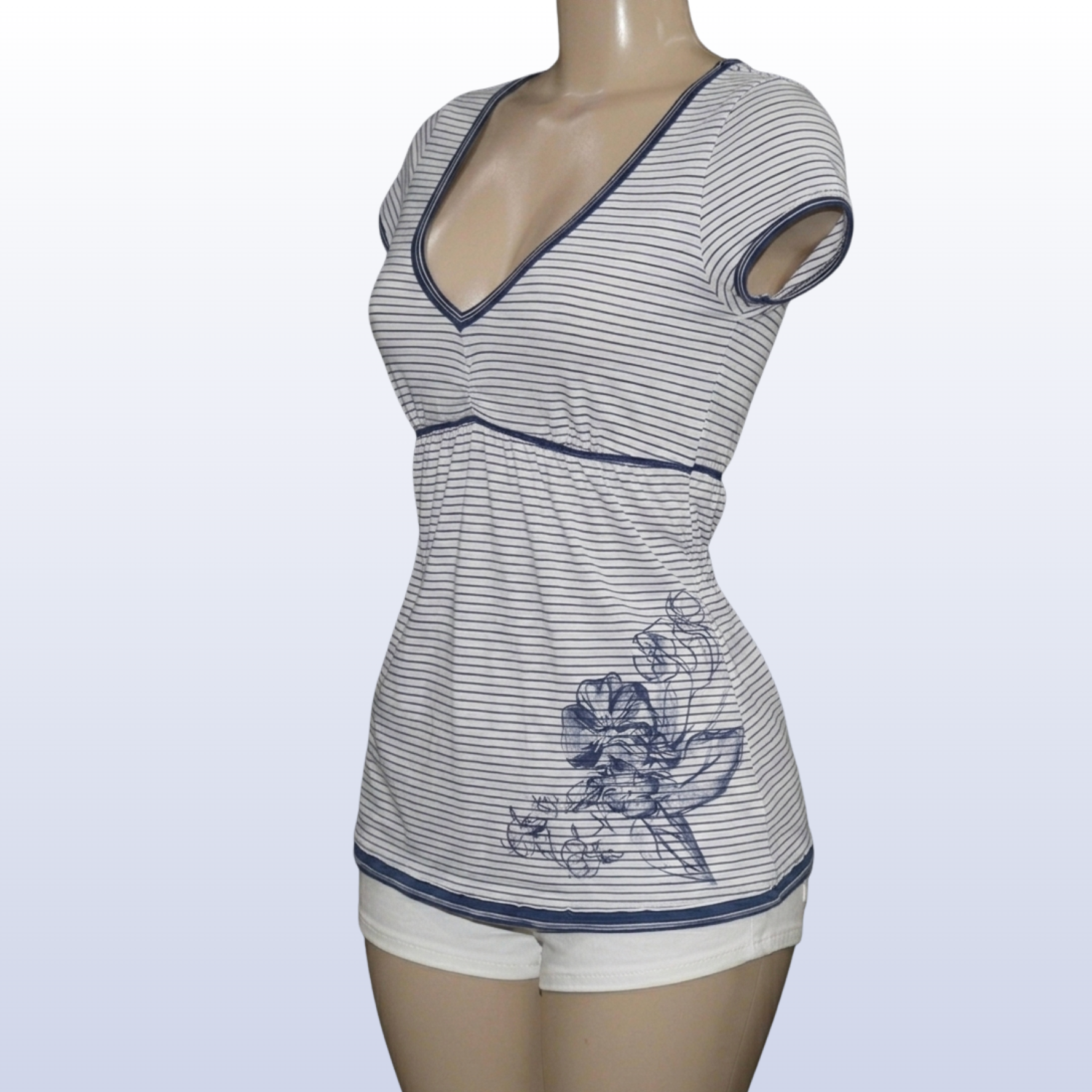 Blue Cotton Candy Striped Babydoll Top