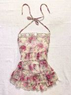 Y2K Floral Sleeveless Vest Women Lovely Bow Sweet Casual Blouse Japanese Basic Outfit Tops Chic