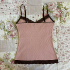 Women Summer Kawaii Lace Trim Patchwork Tanks Tops Fairycore Grunge Aesthetic Sleeveless Spaghetti Strap Slim Vacation Vests