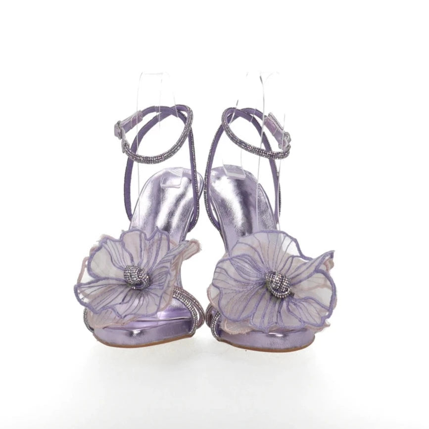 Mesh Embroidered Floral heels
