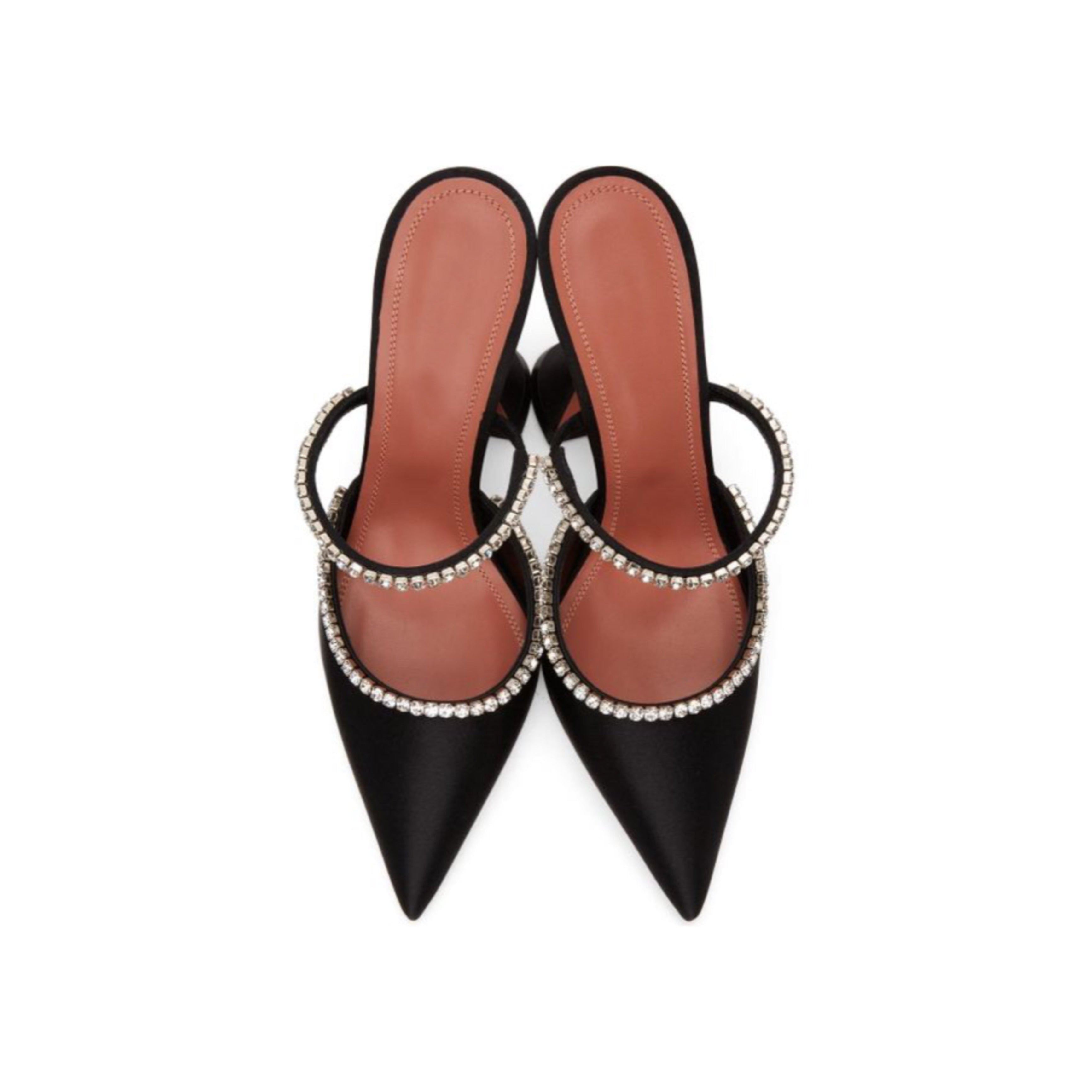 SATIN RHINESTONE SLINGBACKS