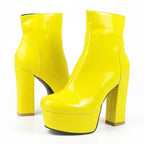 PATENT LEATHER PLATFORM CHELSEA BOOTS