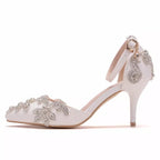 CRYSTAL EMBELLISHED WHITE PUMPS