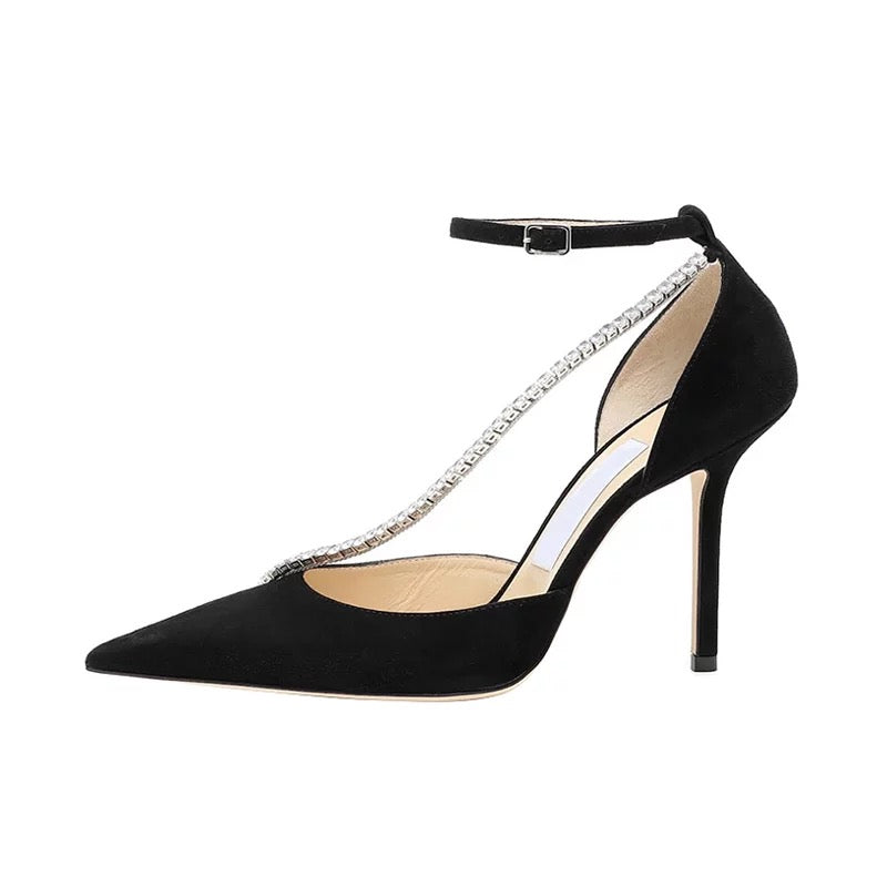 RHINESTONE CHAIN PUMPS