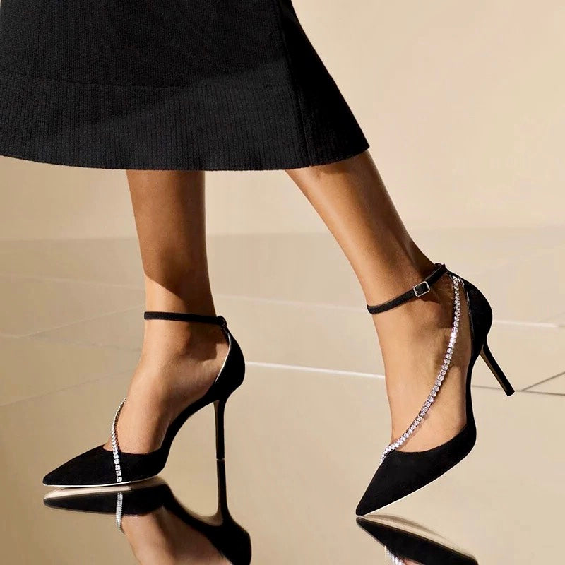 RHINESTONE CHAIN PUMPS