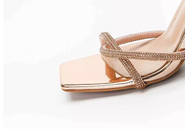 RHINESTONE CROSSOVER HEELS